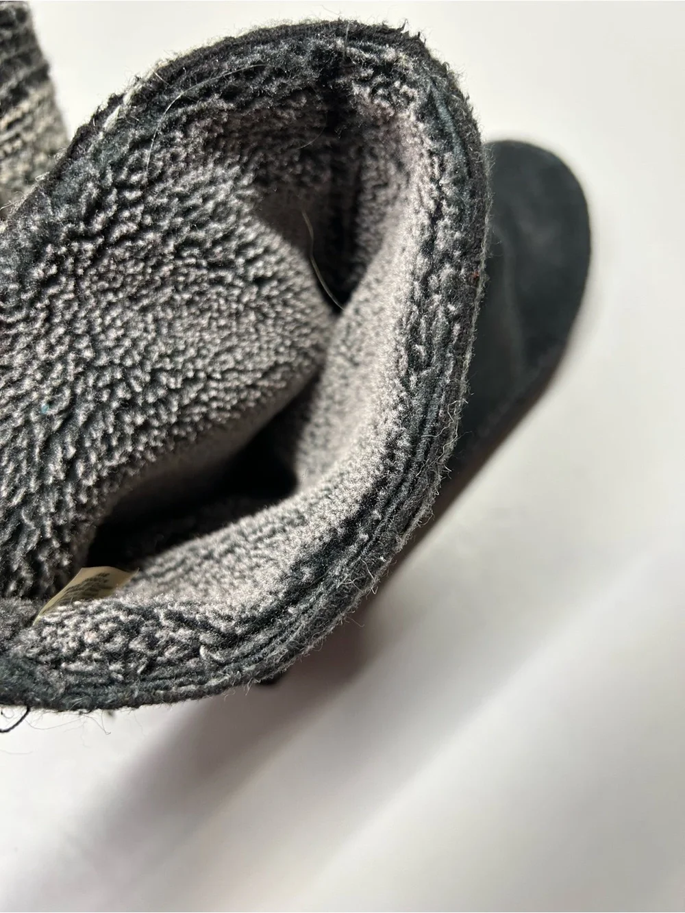 Toms Black Suede Ankle Boots with Gray Knit Cuff